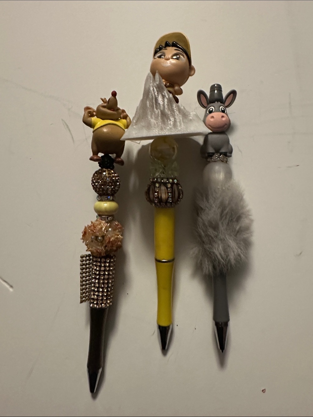 Beaded Decorative Yellow Character Pen with Plush Accent